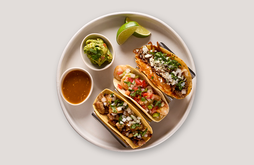 Tacos on a plate for Uno Mas