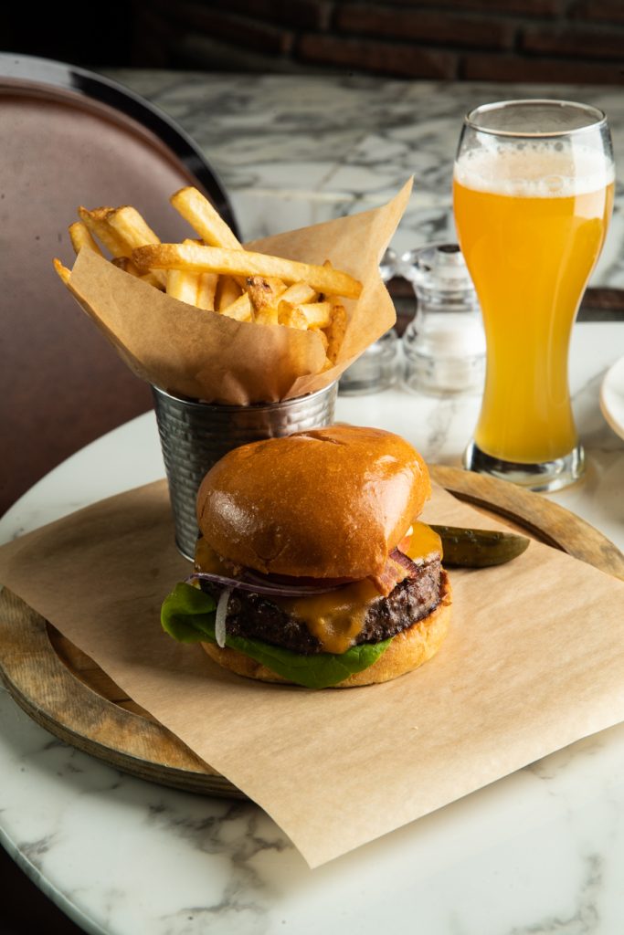 Northside Burger And Fries With Refreshing Cold Beer