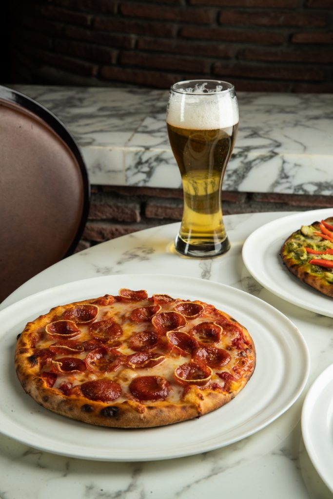 Pepperoni Pizzette With Refreshing Cold Beer