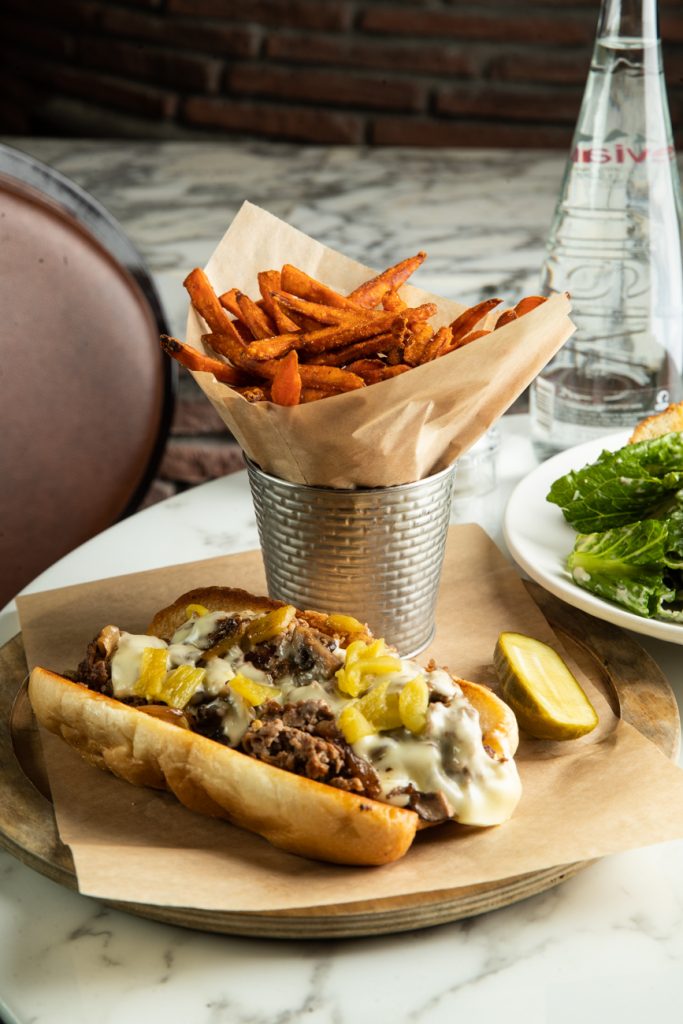 Philly Cheesesteak With Sweet Potato Fries