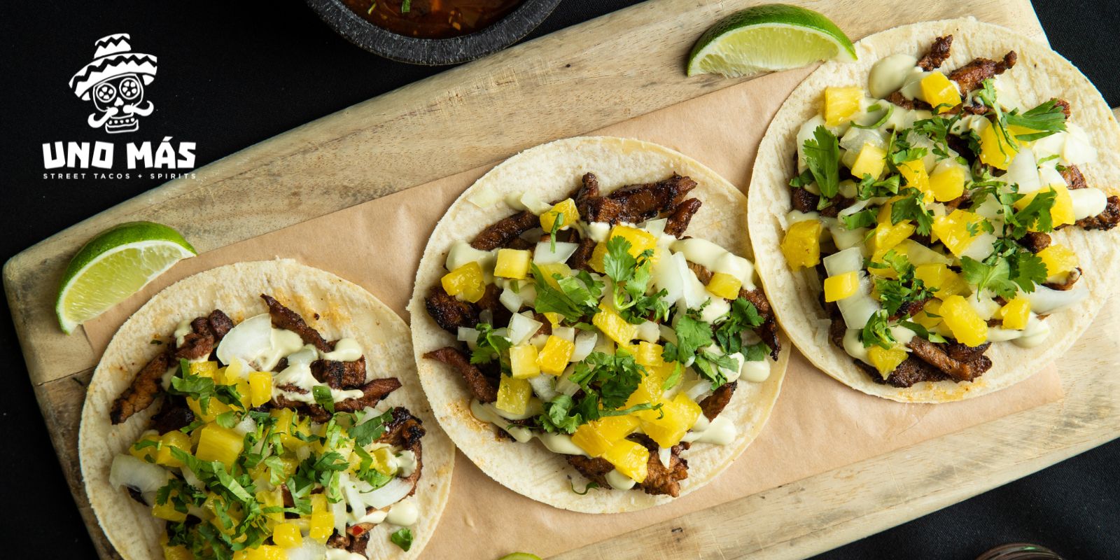 three open faced tacos