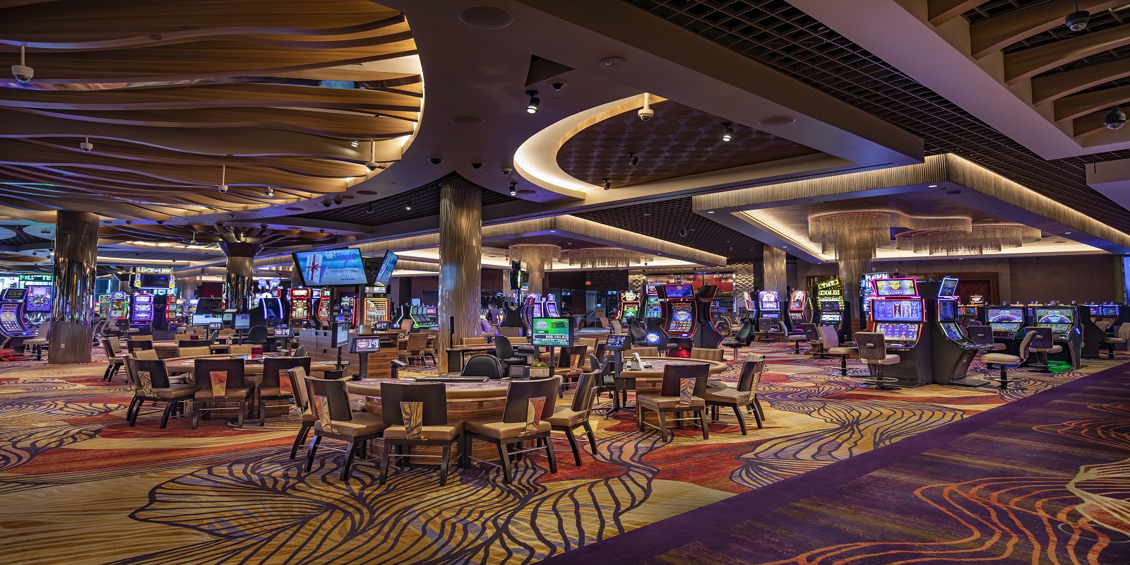 SAHARA remodeled casino floor with slot machines and blackjack tables