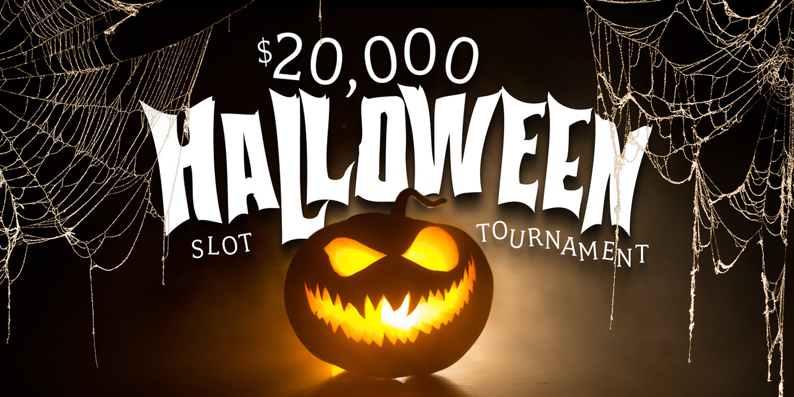 Jack o lantern in a Halloween slot tournament sign