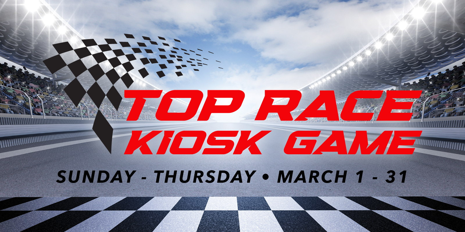 Top Race Kiosk Game copy on top of checkerboard tiles