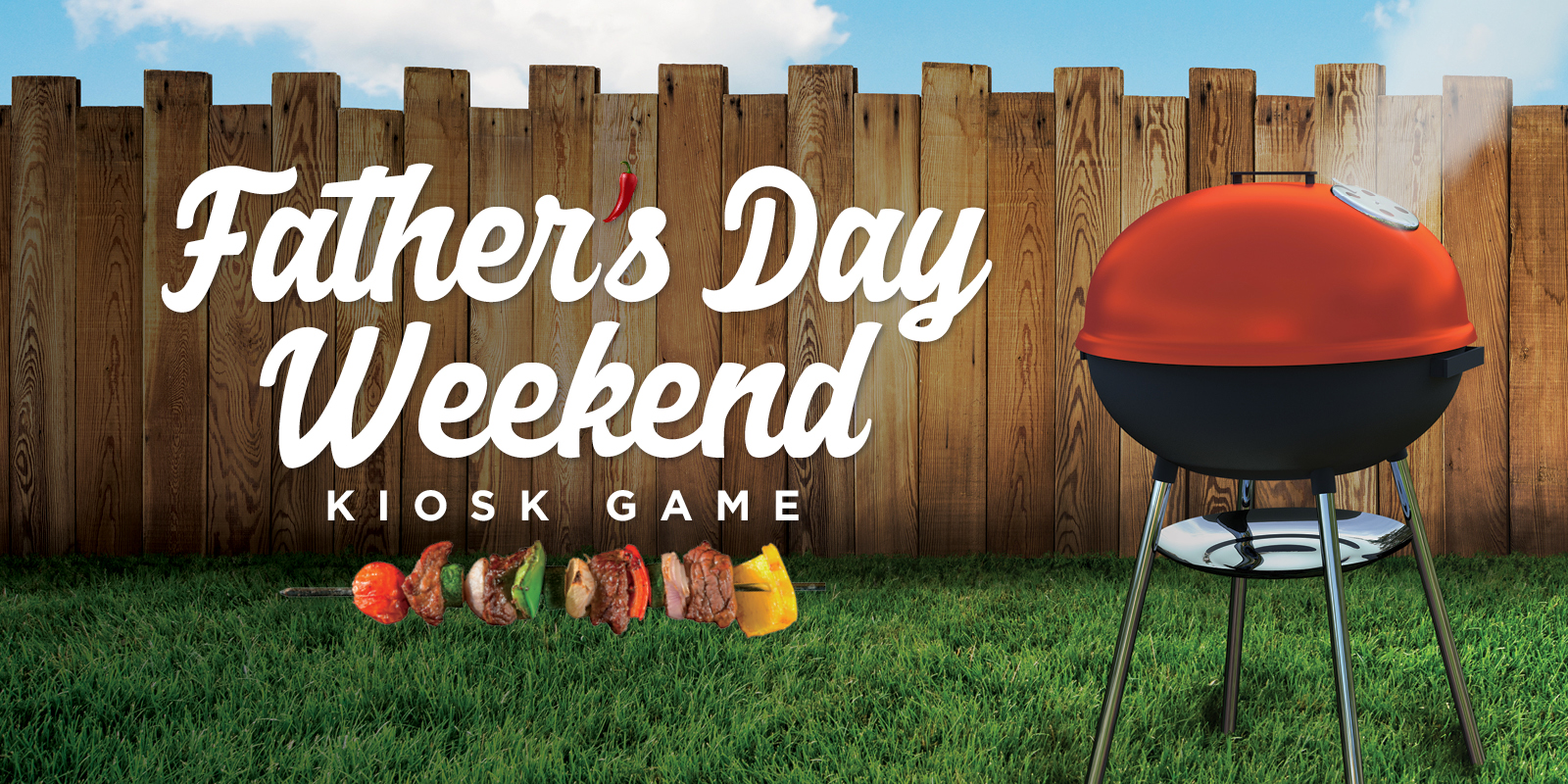 Father's Day weekend kiosk game - creative has barbecue grill on it
