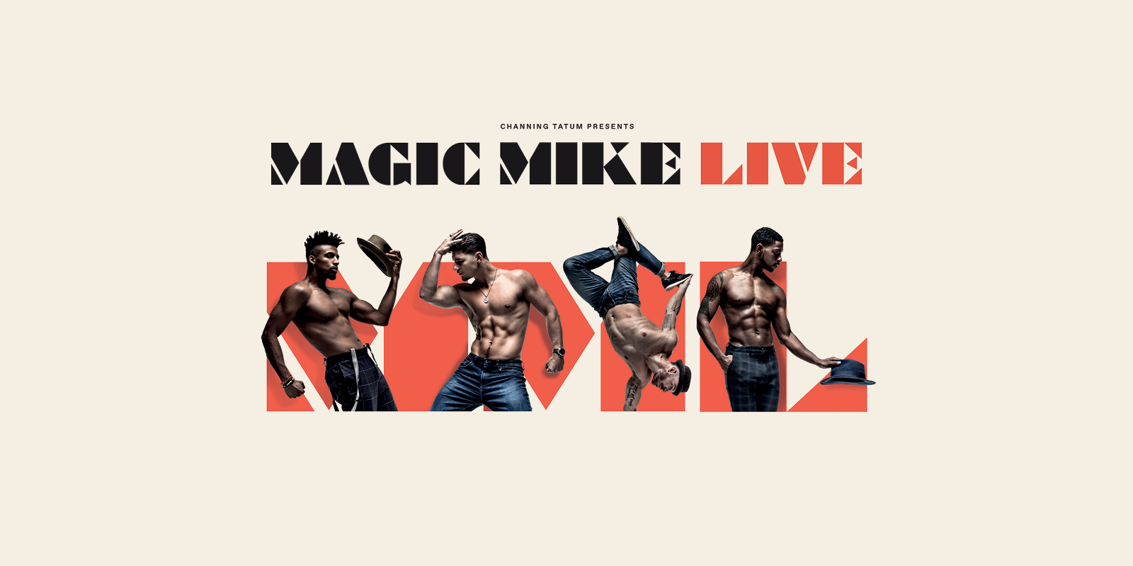 Shirtless Magic Mike Live performers in different poses