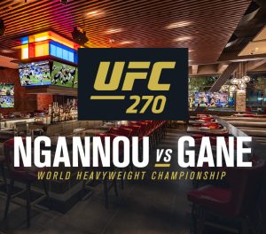 UFC 270 and fights' names against Chickie's & Pete's backdrop
