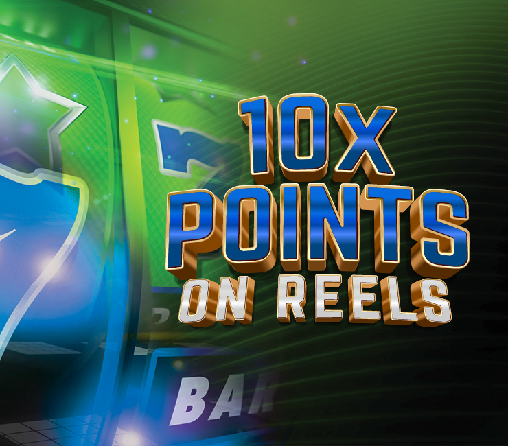 10x Multiplier On Reels visual with 7's slot machine reels in the background