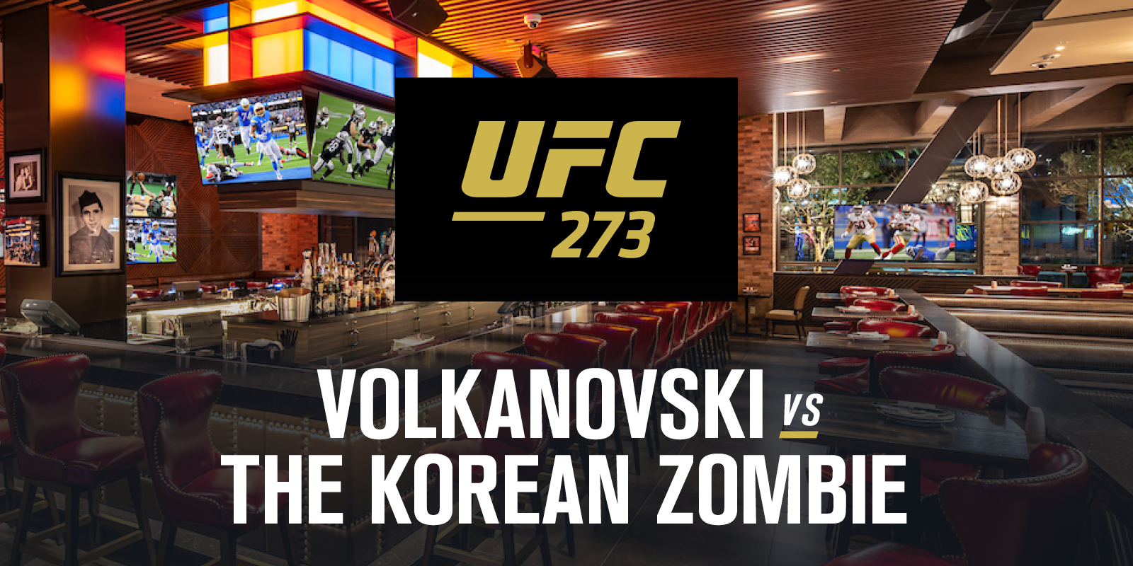 Chickie's & Pete's UFC 273 Promo visual that shows the restaurant in the background