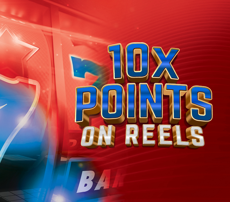 10x Points on Reels visual that shows stars and sevens on a spinning reel