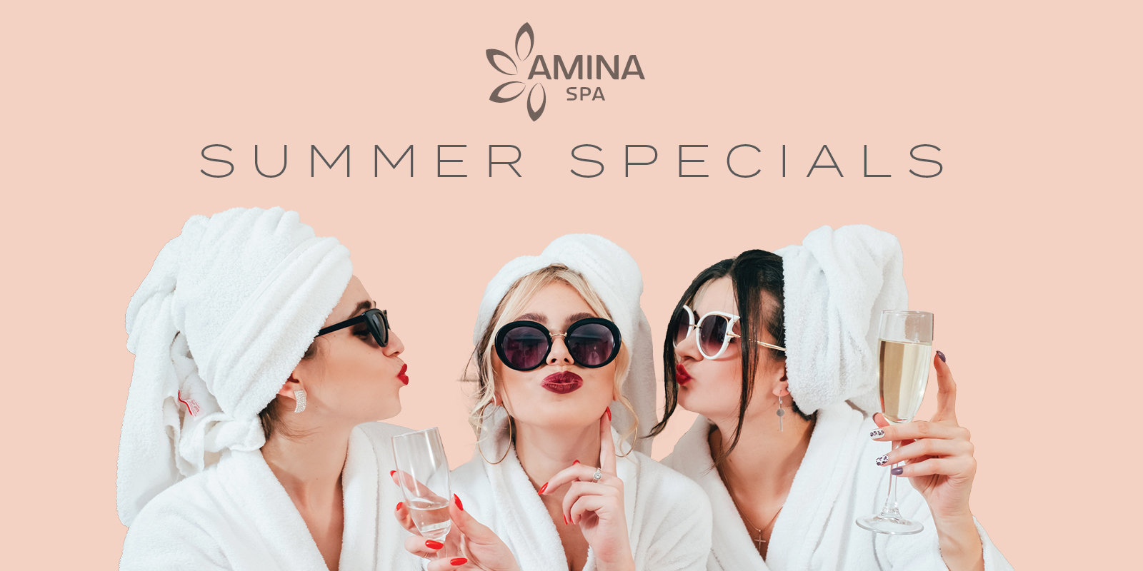 Amina Spa Summer Specials - Three girls enjoying the spa with robes and towels on