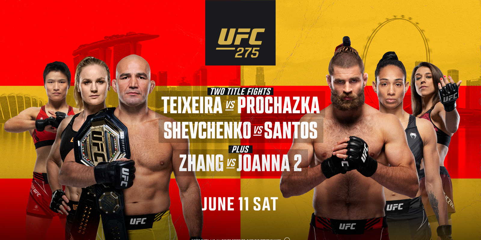 UFC 275 viewing visual for chickie's & pete's showing 6 fighters