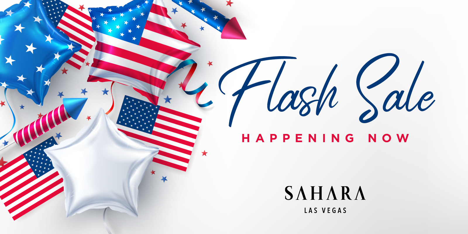 Flash sale copy with patriotic elements in the image