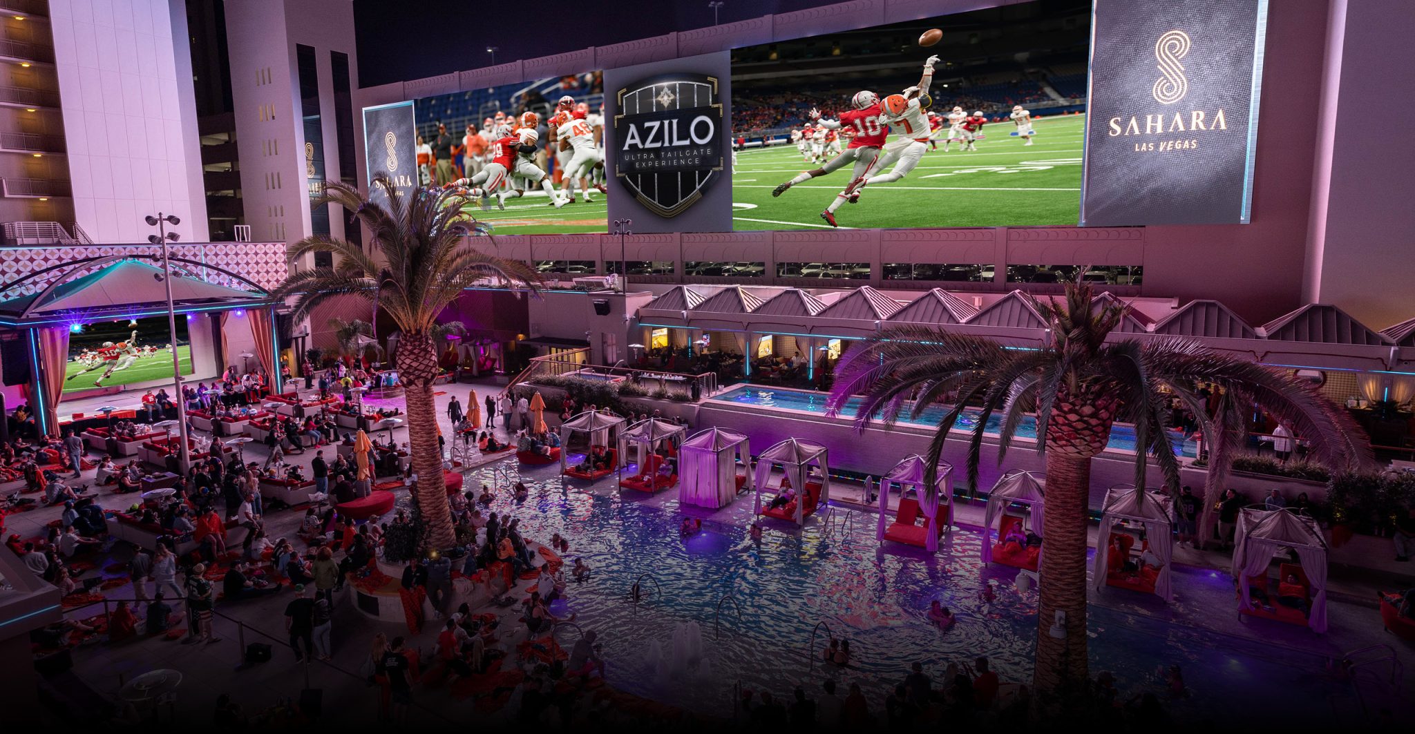 AZILO Las Vegas showing sports on the big screens