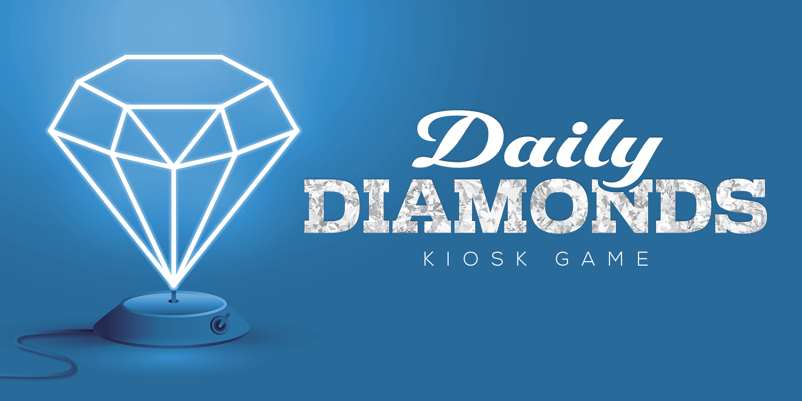 Daily Diamond Kiosk Game Creative with a blue background showing a neon diamond light