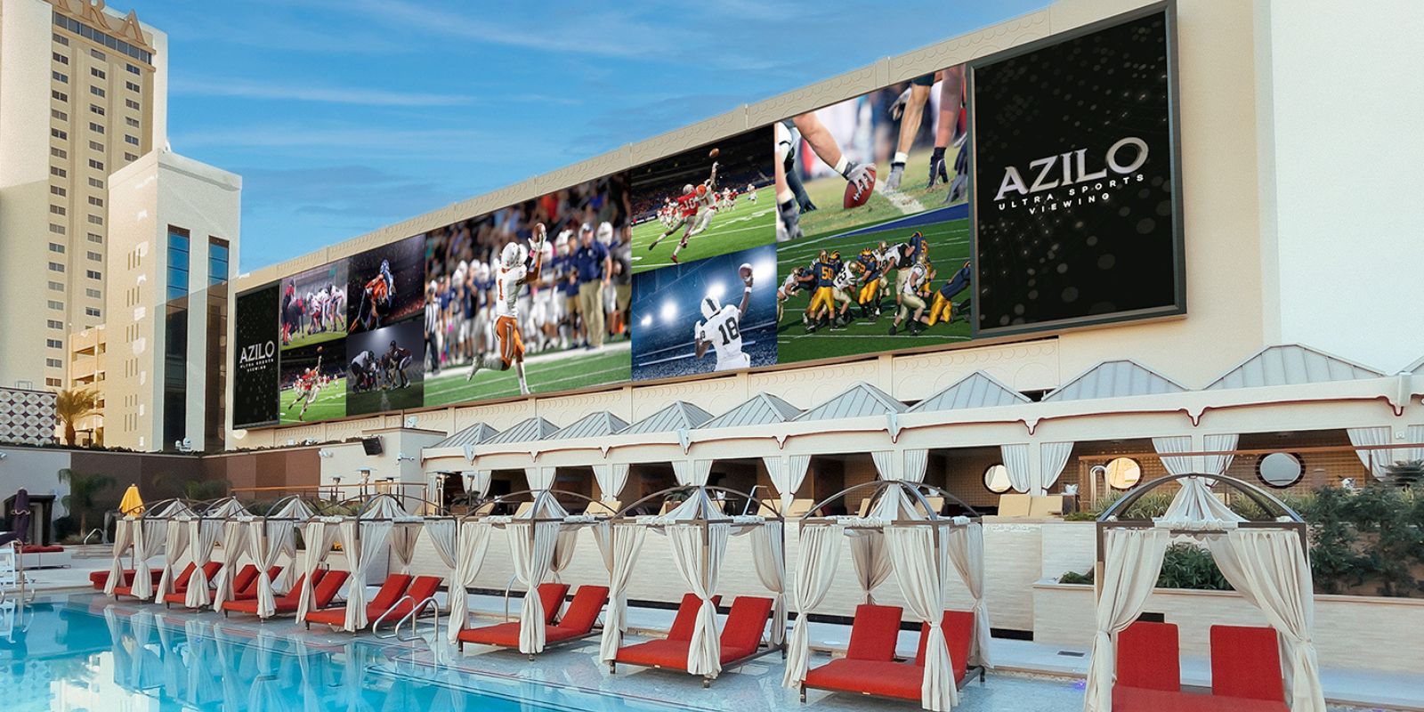 Architectural shot of football viewing at AZILO Las Vegas