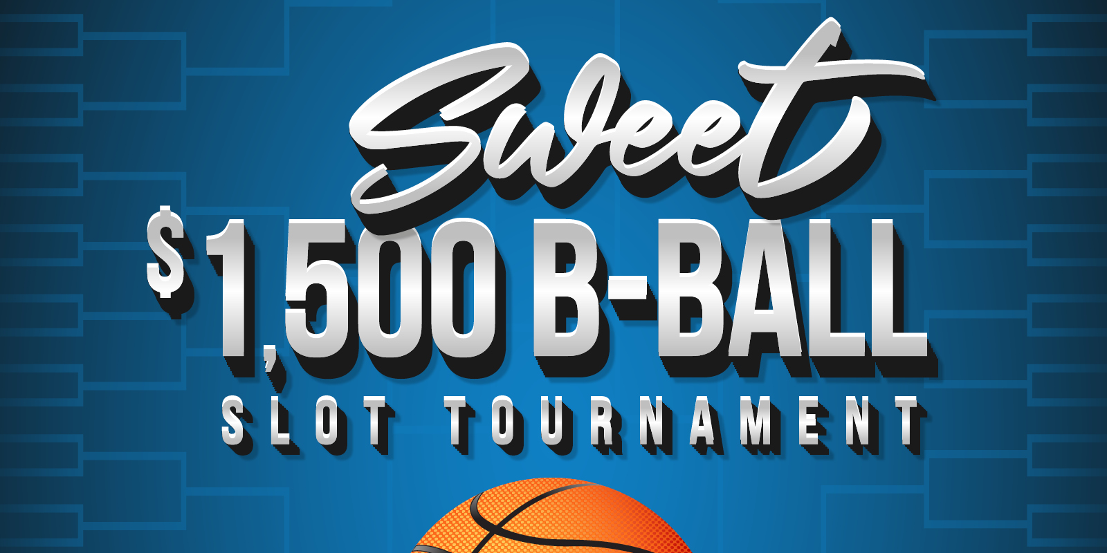 basketball slot tournament creative showing a basketball and court