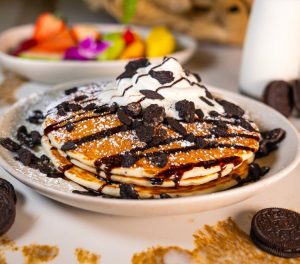 National Pancake Day at Zeffer's - February 23 - 28 - Featuring a Oreo Pancake with chocolate syrup, Oreos, and whipped cream.