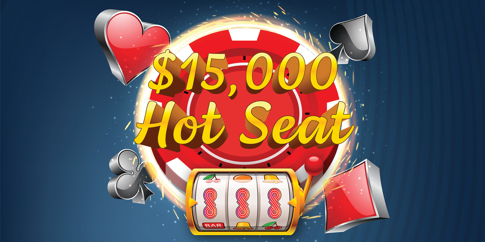 $15,000 Hot Seat creative showing a slot machine