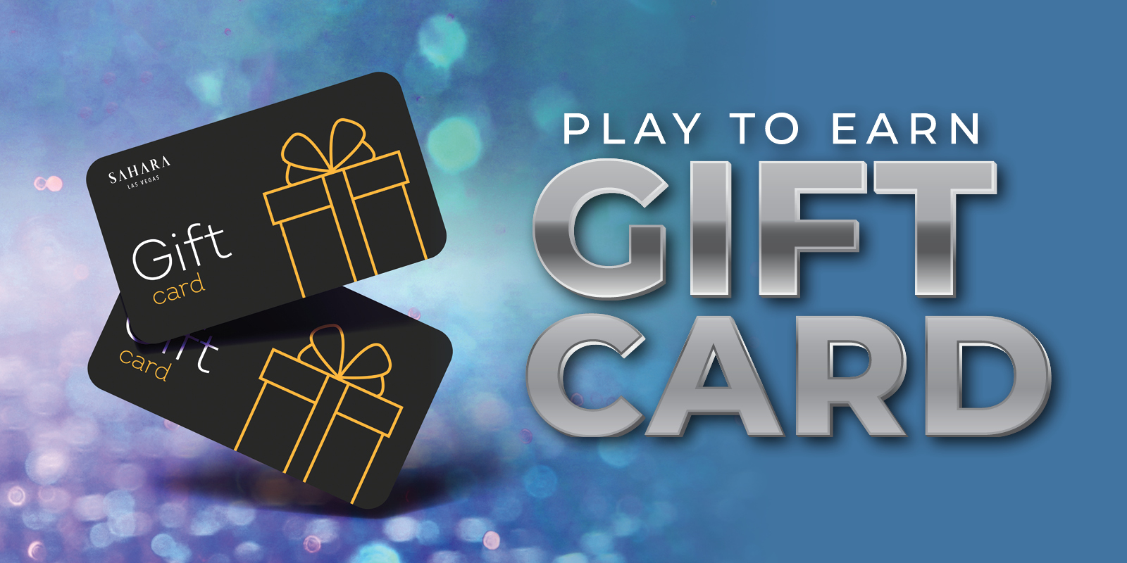 Play to Earn gift card with a blue and purple color theme