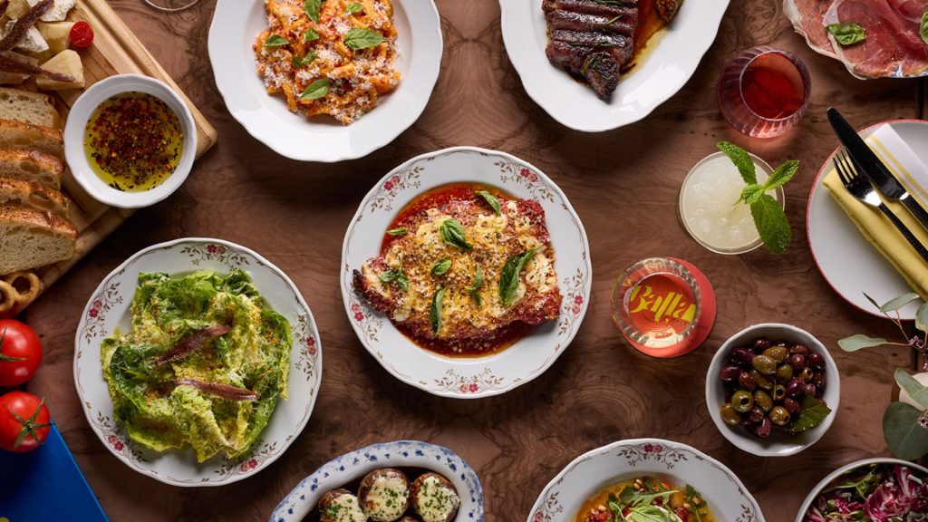 Balla Italian Soul Tablescape showing food items