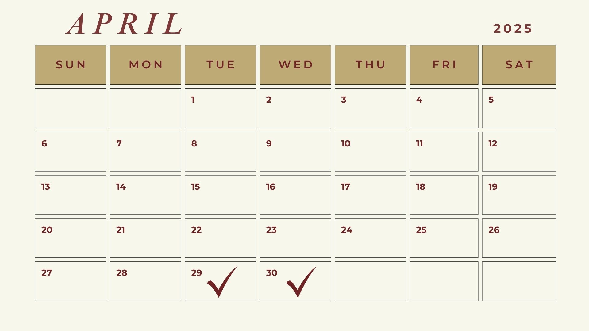 calendar view april