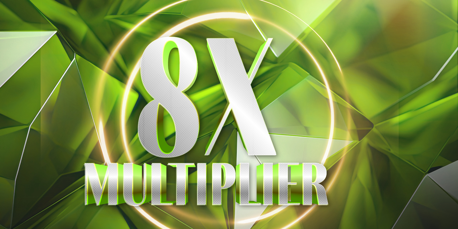 8x multiplier creative with a geometric esthetic