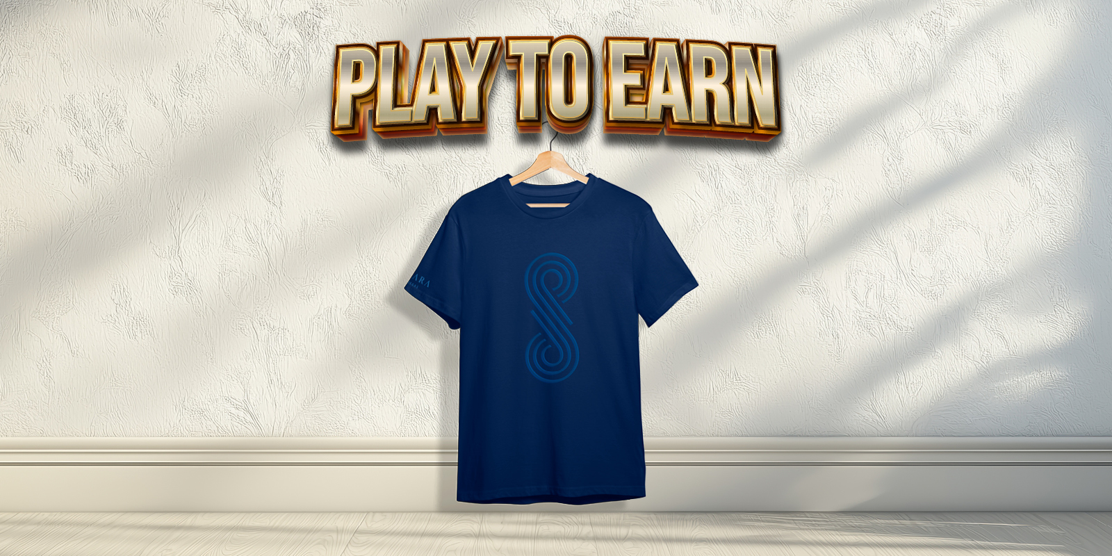 play to earn sahara t-shirt creative showing the blue shirt