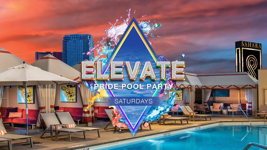 Elevate Pride Pool Party creative showing pool and logo