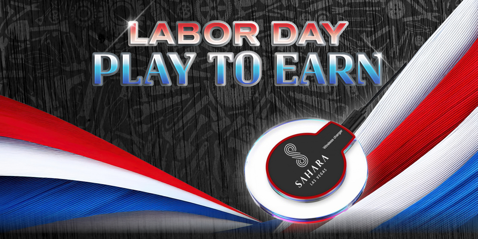 labor day play to earn phone charger creative showing a sahara phone charger