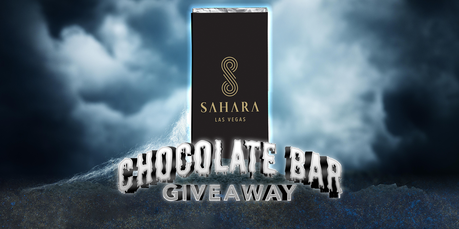 a picture of a candy bar in a SAHARA branded wrapper and a spooky halloween theme