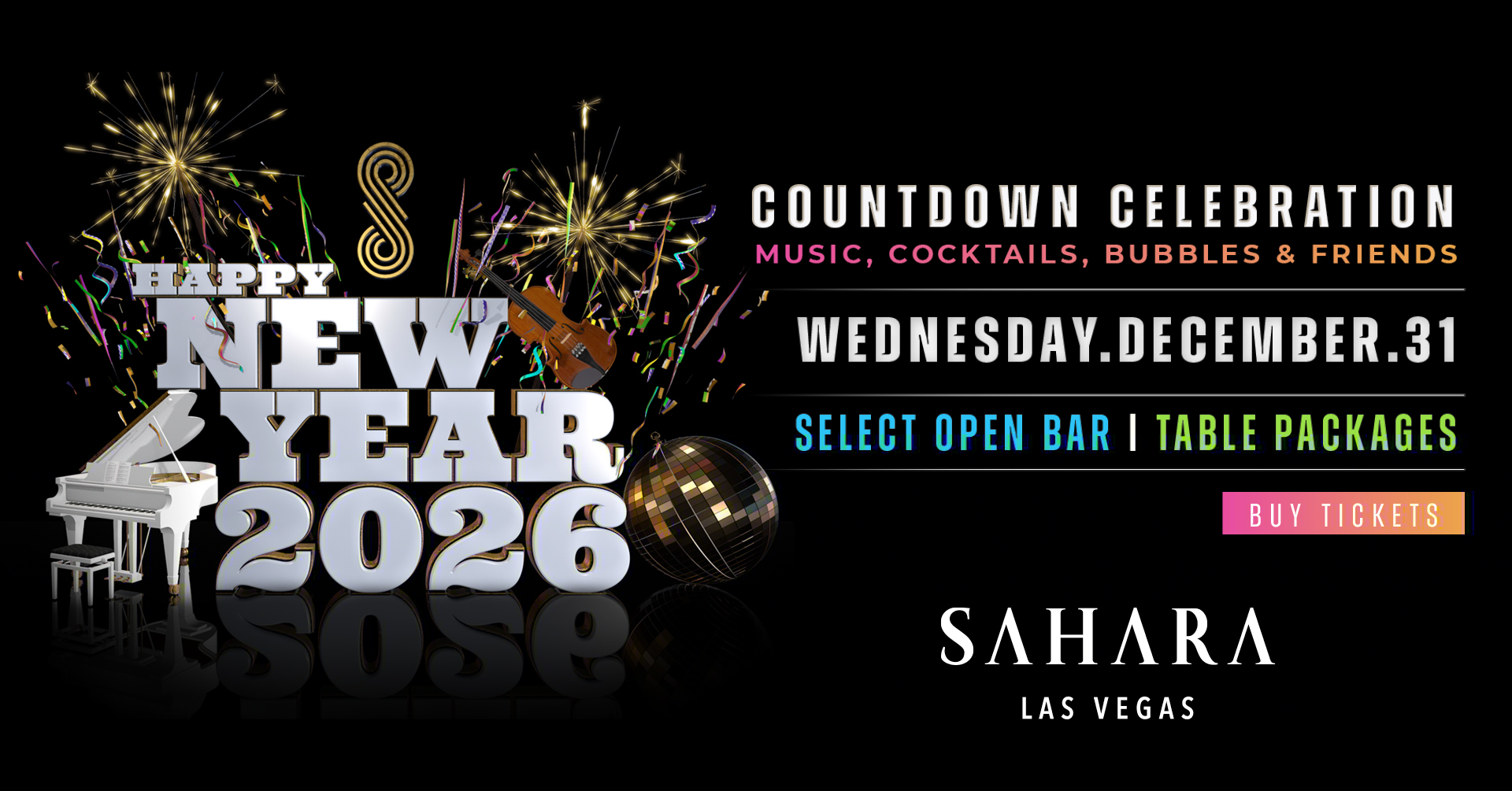 2026 New Year's Eve Celebration | SAHARA Las Vegas, image size:1920x1005