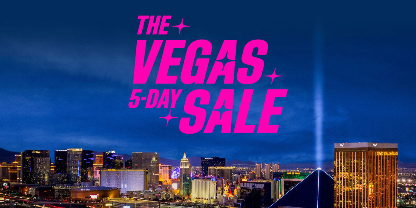 The Vegas five day sale with the strip in the bakckground