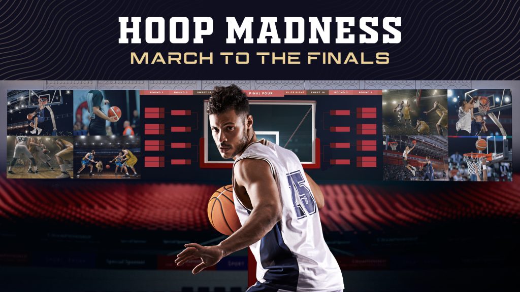 Hoop Madness creative showing a basketball player