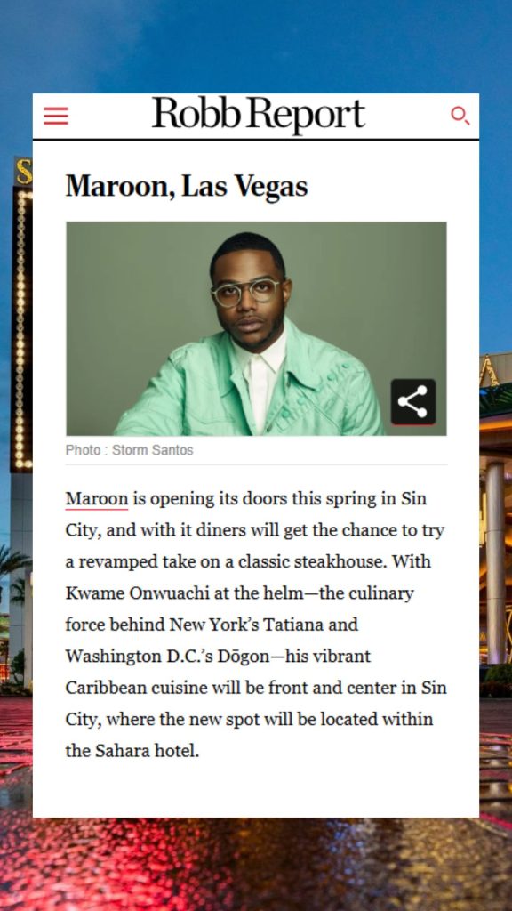 Maroon opening Robb Report article