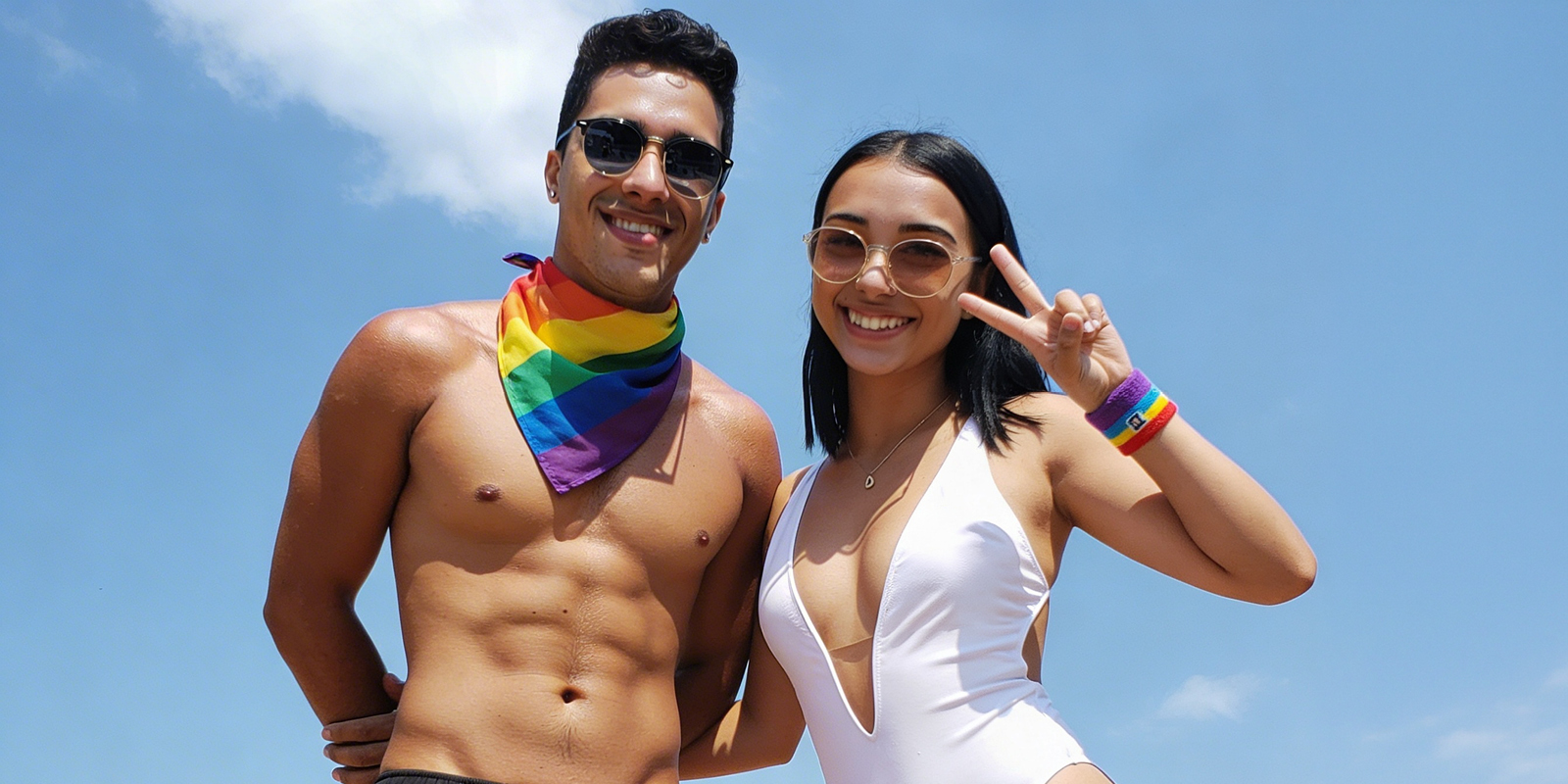 Man and woman celebrating pride
