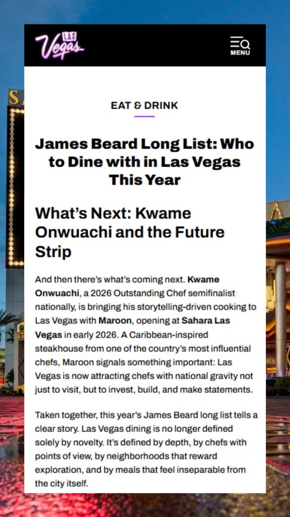 Maroon Visit Las Vegas article