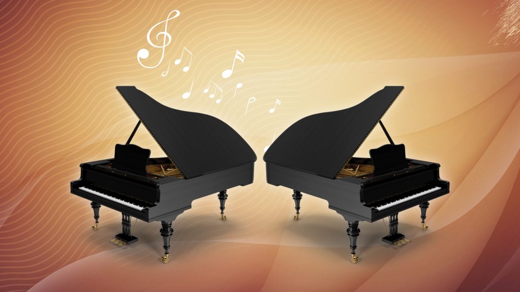 Dueling Pianos creative showing pianos