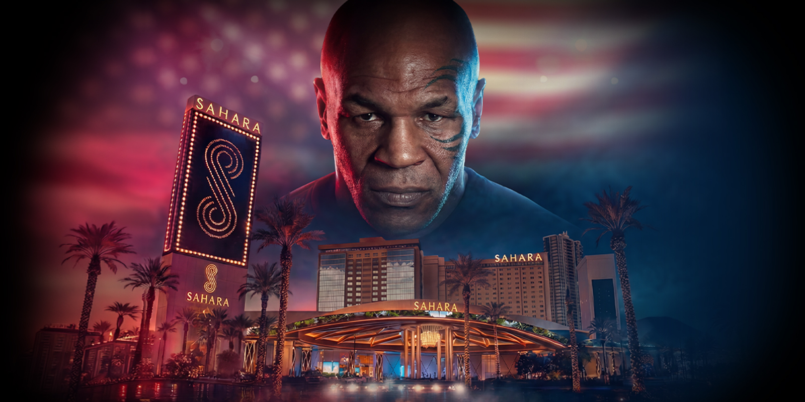 Mike Tyson creative showing the fighter and SAHARA
