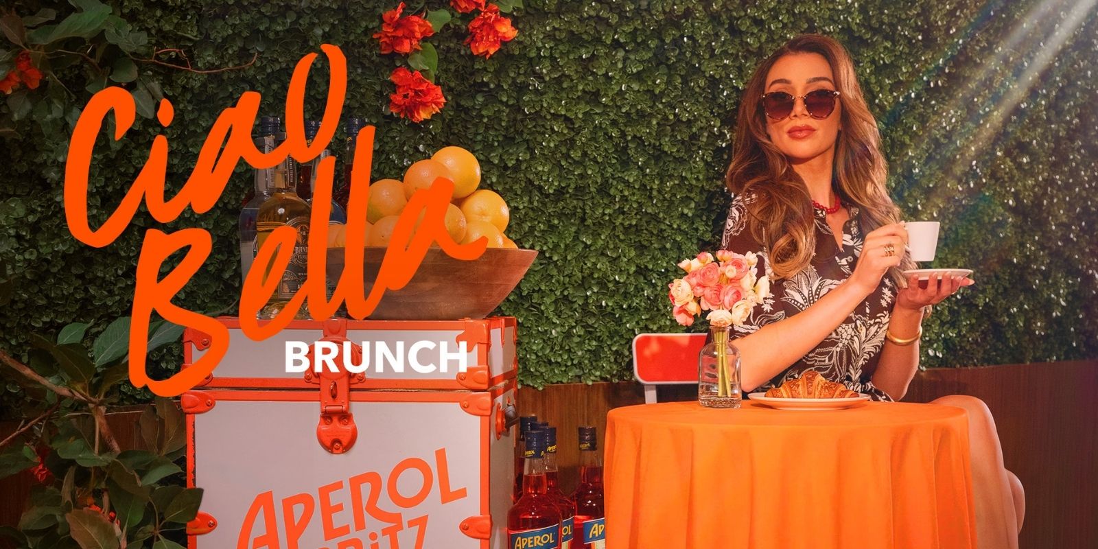 a model at a bistro table for Balla brunch