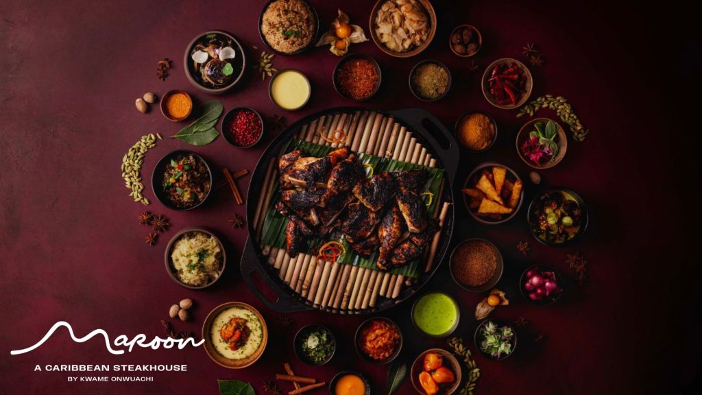 Maroon Caribbean food on table