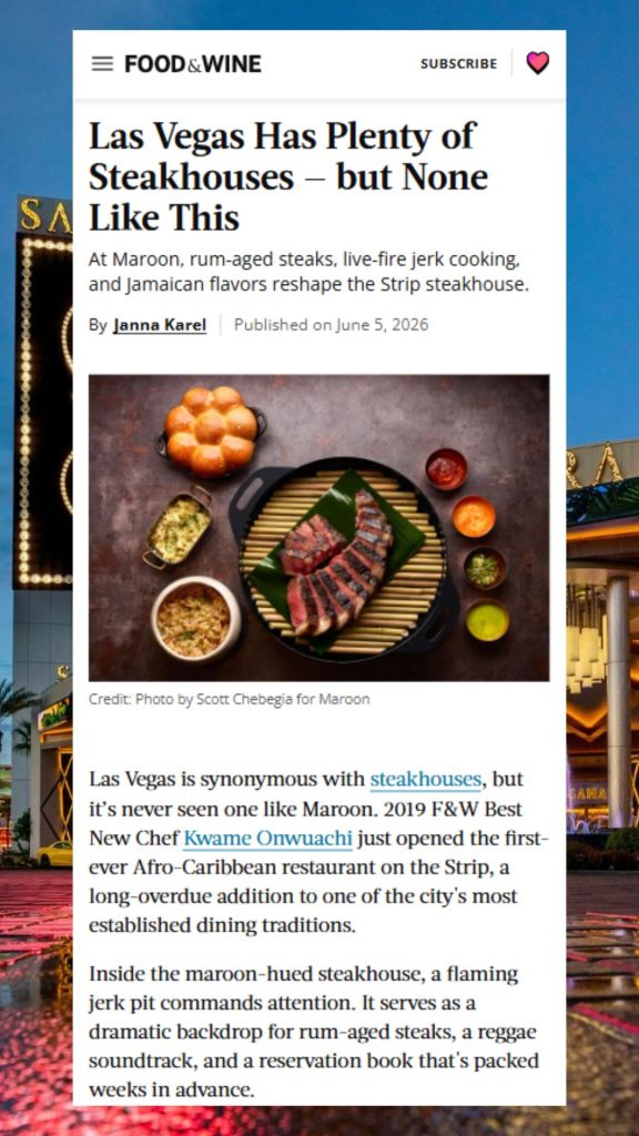 Food and Wine Maroon article