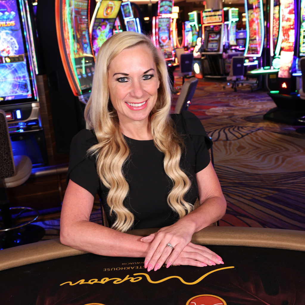 a picture of our casino host Samantha Roggero