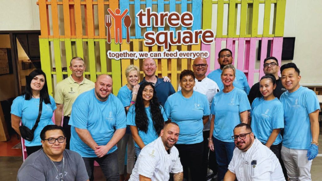 a picture of the team at Three Square after volunteering