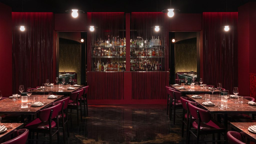 Maroon private dining room