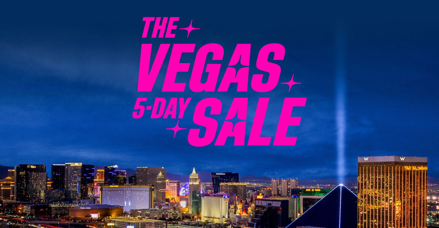 The Vegas five day sale with the strip in the background